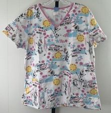 Disney Frozen Olaf The Snowman Nurse Vet Dental Scrub Top Hugs Size Medium