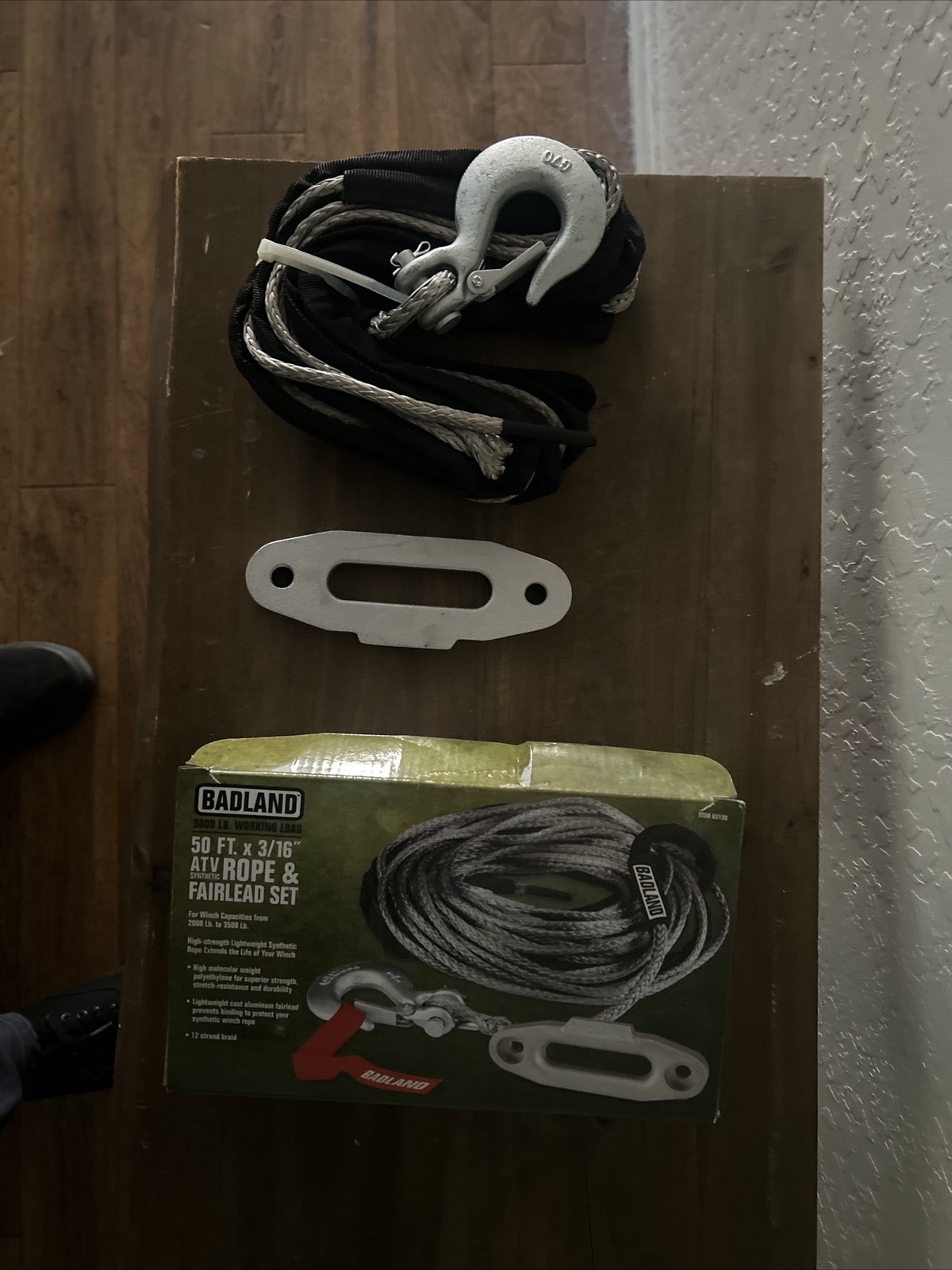 ATV UTV SYNTHETIC WINCH ROPE & FAIRLEAD KIT W/ CLEVIS HOOK 50 FT. X 3/