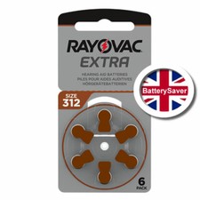 Rayovac size 312 (Brown) Hearing Aid Batteries (Pack of 6 batteries)