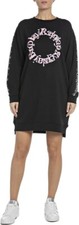Replay Women's Mini Casual Dress Size L Black Oversized Circle Logo Sweatdress