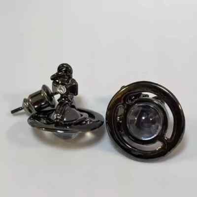 Vivienne Westwood Petite Orb Earrings Gunmetal w/drawstring