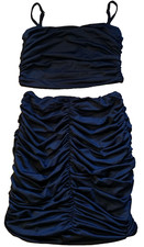 Beagimeg Womens Dress Spaghetti Cami Crop Top Skirt Ruched Black Size Medium NEW