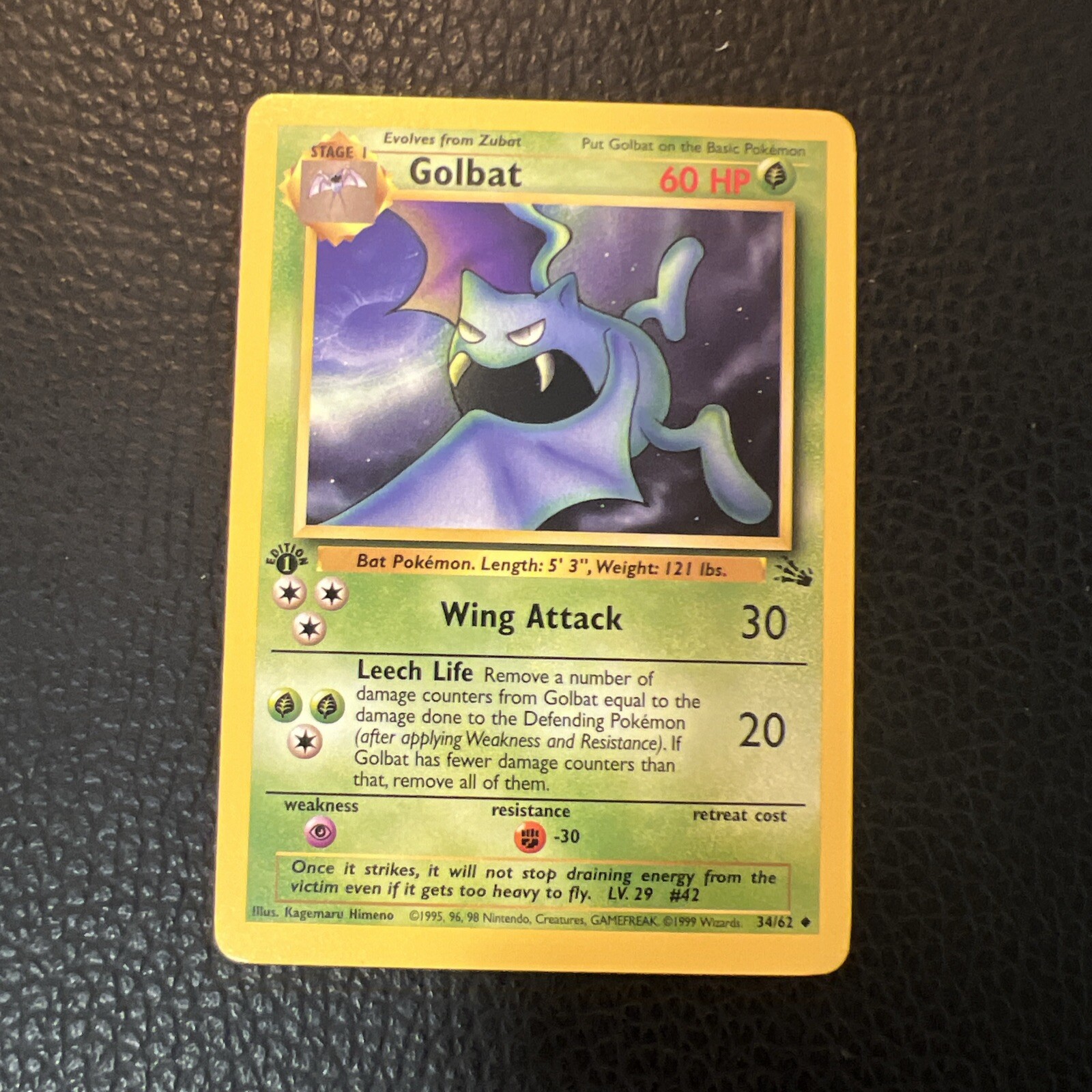 # Pokemon Golbat 34/62 Fossil 1st Edition 1999 WOTC Vintage Near Mint NM
