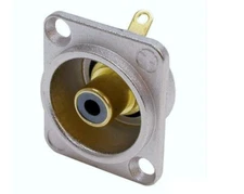 Neutrik NF2D-0 Phono RCA Socket - Nickel Panel D-shape w/Black Colored Washer