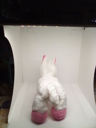 2014 Aurora weißes Pony Plüsch rosa Ohren weich klein 8 Zoll Kuscheltier - Bild 4 von 4