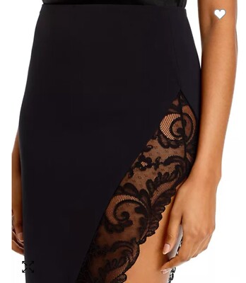 David Koma Asymmetrical Lace Trim Skirt Black Size UK 10 US 6 NWT  display picture 1