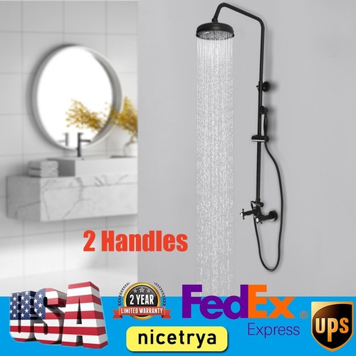 Exposed Shower Faucet Set System Rainfall Shower Head Combo Mixer Wall-Mounted