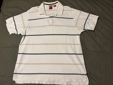 Arrow Polo Shirt Mens Size Medium White w/colored Stripes Short Sleeve