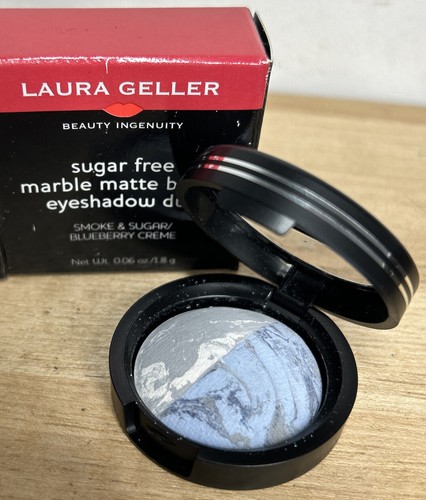 RARE Laura Geller Smoke & Sugar / Blueberry Crème Eyeshadow Duo, Blue & Gray NEW - Picture 2 of 4