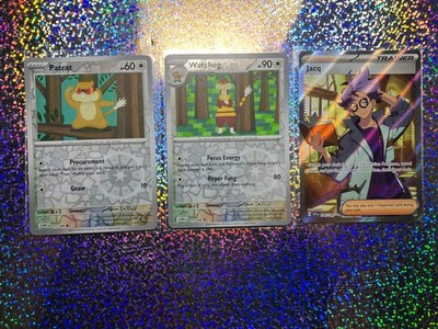 Pokemon TCG Full Art 236/198 Jacq; Reverse Holo 073/086 Watchog & 072/086 Patrat