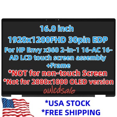16''For HP Envy X360 2-in-1 16-AD 16-ad0023dx 1920x1200 LCD Touch Screen Assembly