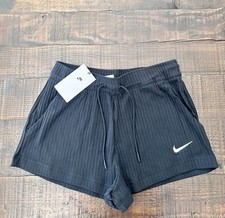NIKE Sportswear Womens High-Waisted Ribbed Jersey Shorts S BLACK New With Tags