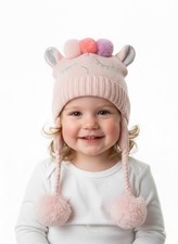 Toddler Girls Girl's Animal Themed Knitted Hat Cap Size 2/4 NWT Pink