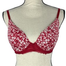 Red & White Flower Print Lucky Brand Bra 34C