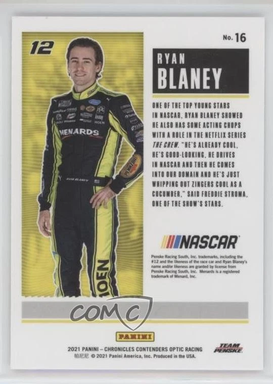 2021 Panini Chronicles Contenders Optic Ryan Blaney #16 - Image 2 of 2