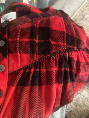 Camicia da notte Aria Collection rossa nera a quadri in morbido pile pigiama XL. Usato in ottime condizioni - Foto 4 di 4