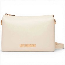 Moda Love Moschino Borsa shopping Logo Pearl Donna Avorio in Eco-pelle
