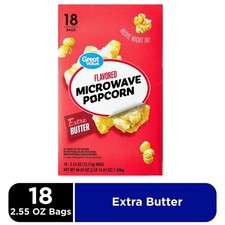 Extra Butter Microwave Popcorn 2.55 Oz Bag Pack of 18 Family Size