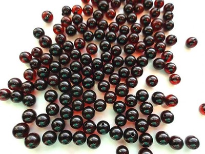 Natural Baltic Amber Loose Round Dark Cherry Polished  Beads 5 6mm 50 beads