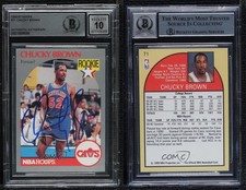 BAS 1990-91 NBA Hoops Chucky Brown #71 BGS Authentic Auto Rookie RC