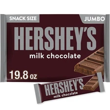 HERSHEY'S Milk Chocolate Snack Size, Candy Jumbo Bag, 19.8 oz