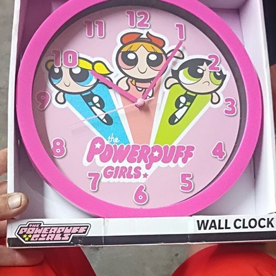 Cartoon Network The Powerpuff Girls Pink Round Analog Wall Clock Arabic Numerals