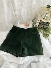 VTG 90s womens GREEN genuine suede shorts 11 12 high waisted pockets lined NWOT