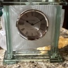 Danbury Clear Glass & Metal Rectangular Desk Clock, Analog Quartz Roman Numerals — photo 1