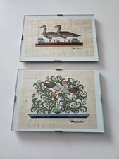 Egyptian Papyrus Paper Hand Painted Tree of Life Picture with Birds