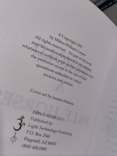Behold a Pale Horse 1991 UNREVISED William Cooper 500p Protocol Zion Freemasonry - Foto 3 di 11