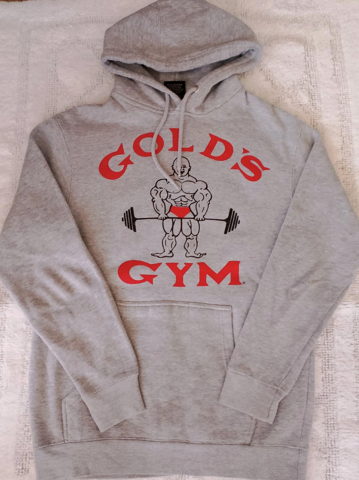 Golds Gym Gray Pullover Hoodie Men's Large Black Red Retro