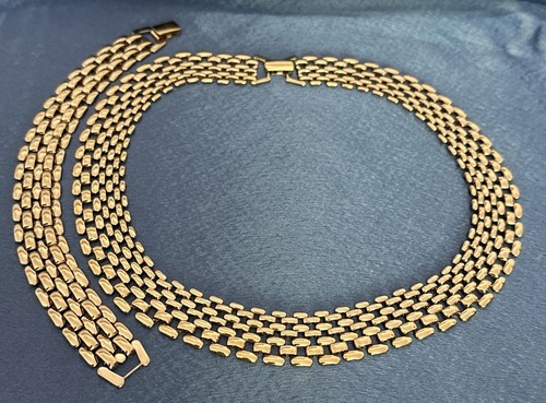 Vintage Napier Collection Gold Plated Cleopatra Collar Necklace Bracelet Set New - Imagen 20 de 20