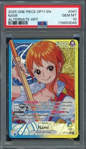 PSA 10 Nami (Alt Art) A Fist of Divine Speed OP11-041 EN One Piece B8