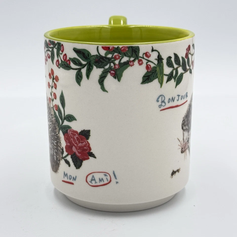 Taza de café Anthropologie Natalie Lete Hedgehog interior verde herencia francesa Foto 4 de 4