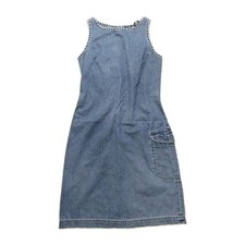 Vtg Eddie Bauer 100 Cotton Denim Sleeveless Midi Jumper Dress Women  s M 6