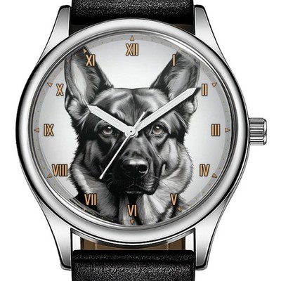 Deutscher Schäferhund Portrait Ink Art Trendy 38mm Zifferblatt Armbanduhr