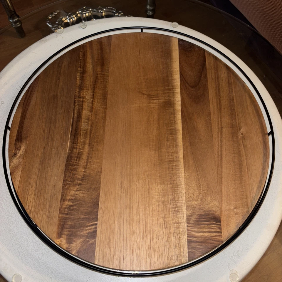 Hearth and Hand Magnolia - 18-inch Acacia Wood Lazy Susan - Rotating Serve Tray - Image 3 of 4