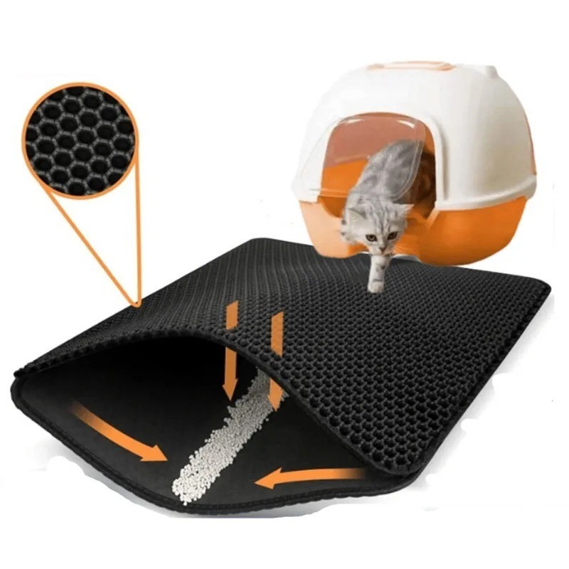 Double Layer Honeycomb Cat Litter Mat Waterproof Urine Proof Non Slip Easy Clean