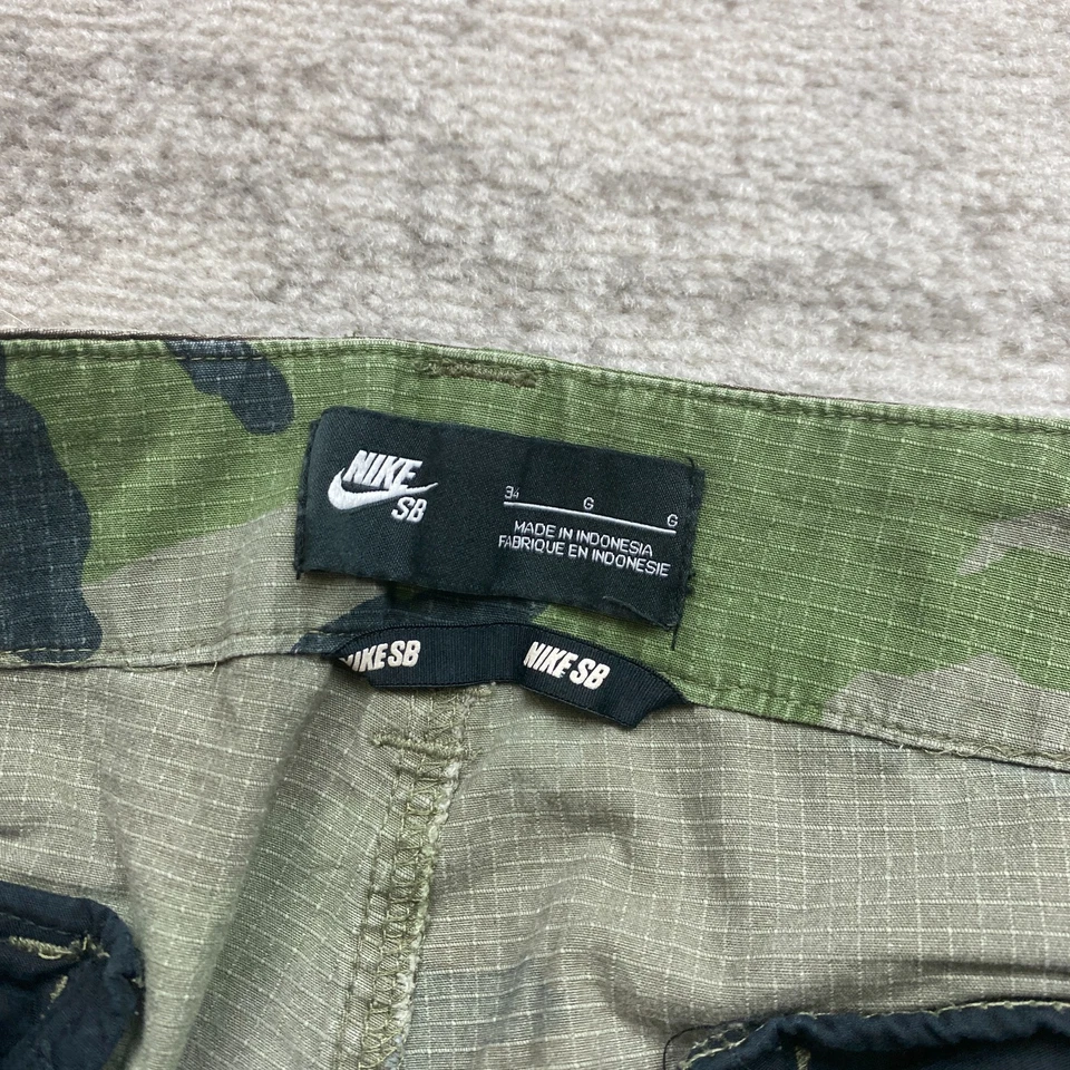 Nike SB Ripstop Flex Camo Cargo Pants 34 Green Fatigue 34x30 Skater Y2K 90s Mens - Image 4 of 4