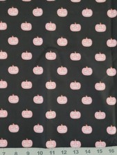 Halloween Pink Jack O Laterns On Black Cotton Fabric 2 yards