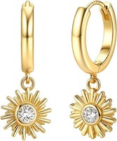 Ohrringe Huggie 14 Karat Vergoldet Hypoallergen Mit Blitz Kreuz Stern Perlen