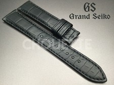 OEM Grand Seiko SBGW031, SBGW231 19mm Matte Black Crocodile GS Leather Strap