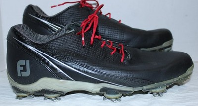 Footjoy DNA 2.0 Golf Shoes Mens Size 8.5M Black Leather Softspikes Tornado Grips