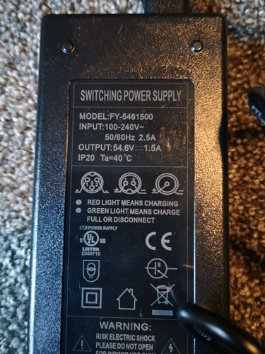 54.6V 1.5A Battery Charger (Model: FY-5461500) Jetson Hoverboard Proton - Picture 2 of 3