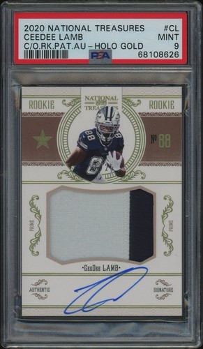 CeeDee Lamb /25 Rookie Patch Auto Gold RPA 2020 National Treasures RC MINT PSA 9