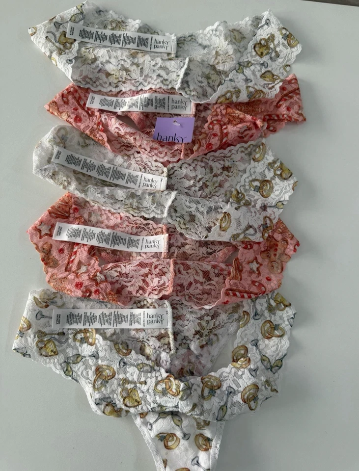 NUEVO Hanky Panky Surtido Paquete de 5 Tangas de Encaje Original Talla Única Foto 3 de 4