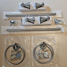 4 Pack Chrome Bathroom - Two 18" Towel Bars 2 Matching Towel Rings w/Hardware