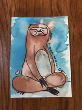 Sloth Original Watercolor Art-Let That @?$& Go