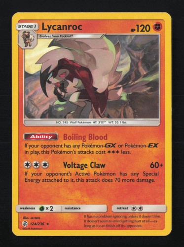 Lycanroc 124/236 Holo Rare Cosmic Eclipse Pokemon MP