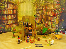 Playmobil Fachwerkhaus Ruine Magier/Elfenwelt mit Hintergrundbild bitte lesen